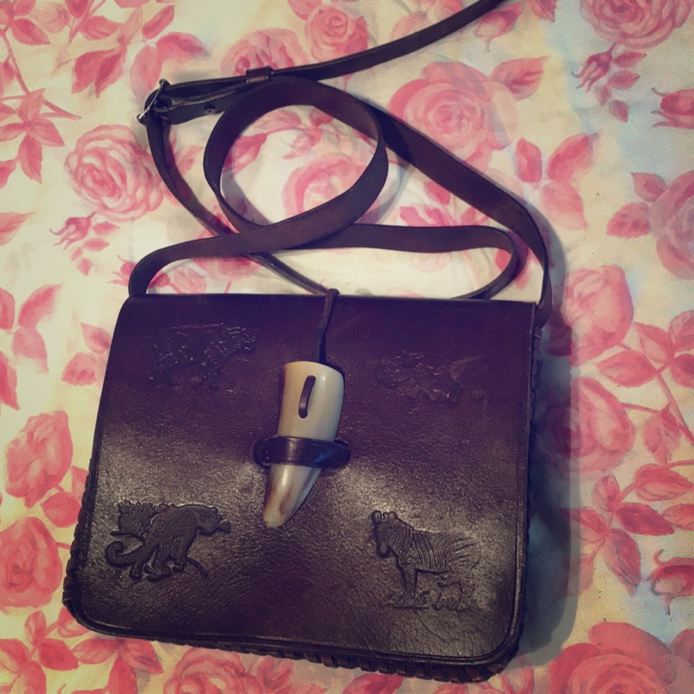 Crossbody boho vintage leather handbag